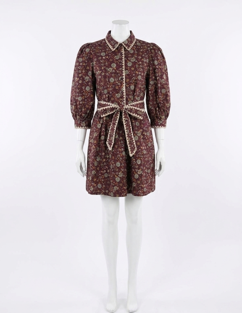 NEW &MERCI blanket stitch floral mini dress in plum